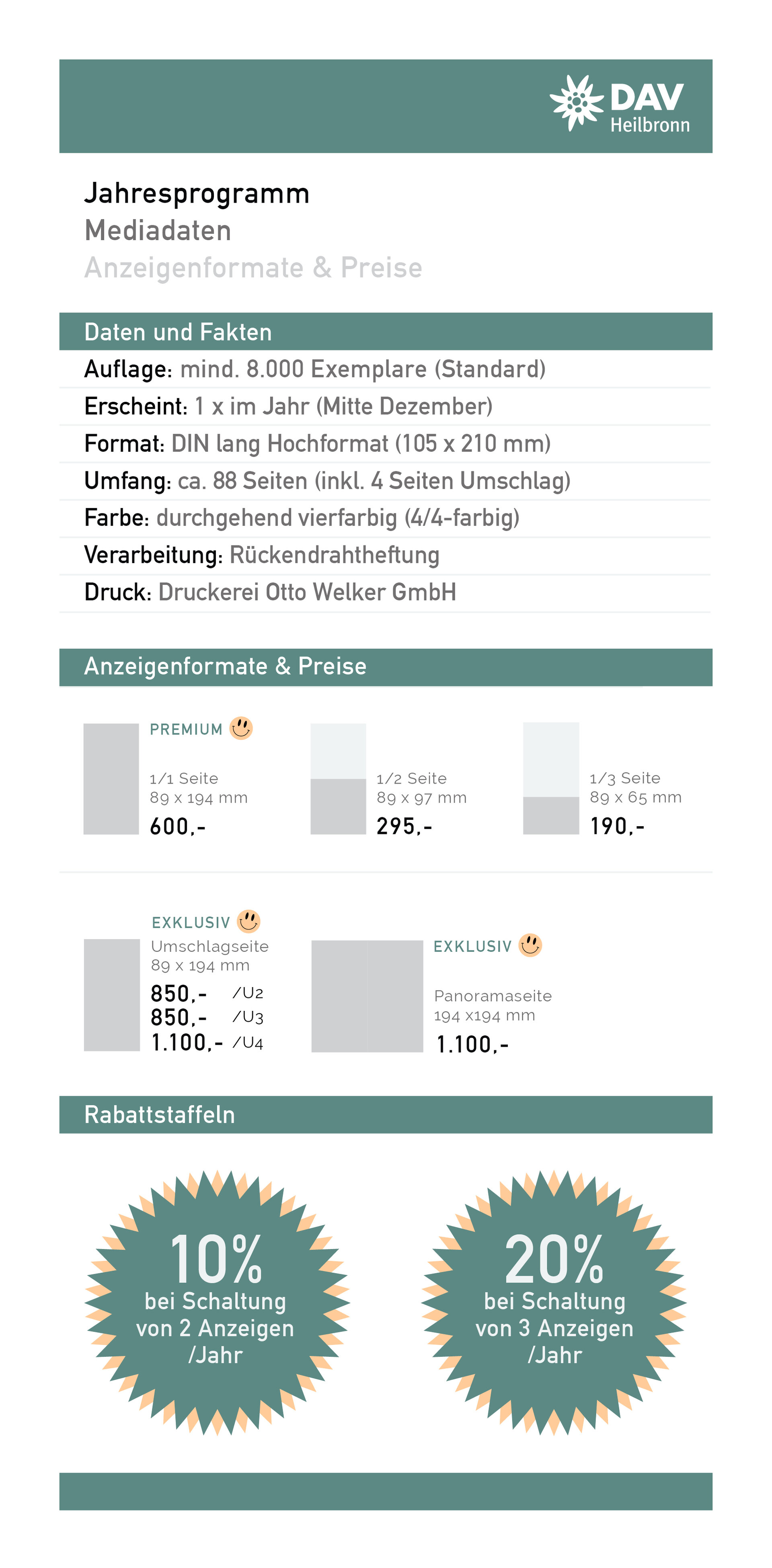 Mediadaten / Jahresprogramm / Heilbronner Weg / DAV Heilbronn | © DAV Sektion Heilbronn